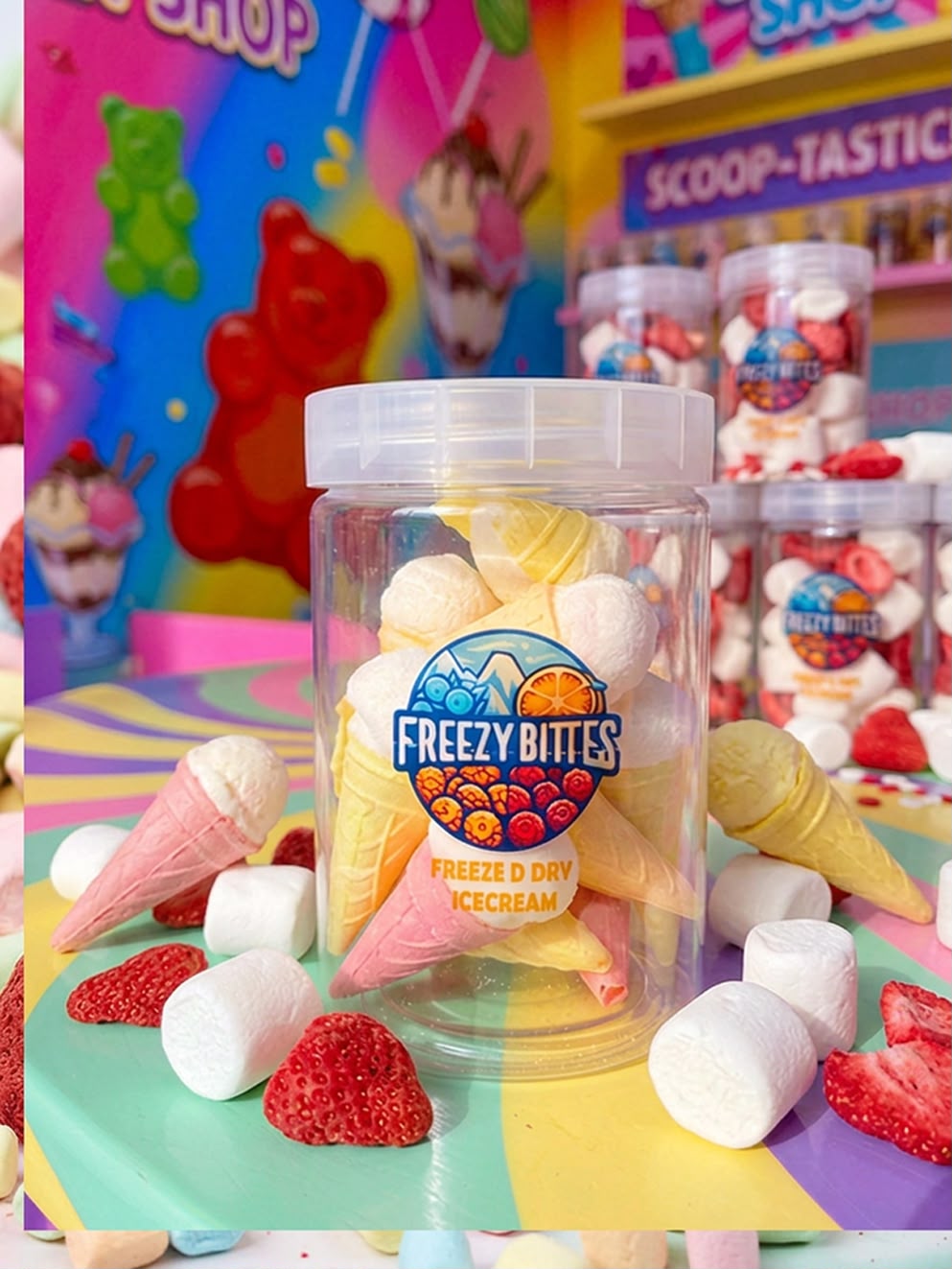 Freeze-Dried icecream Marshmallows stuffed jello